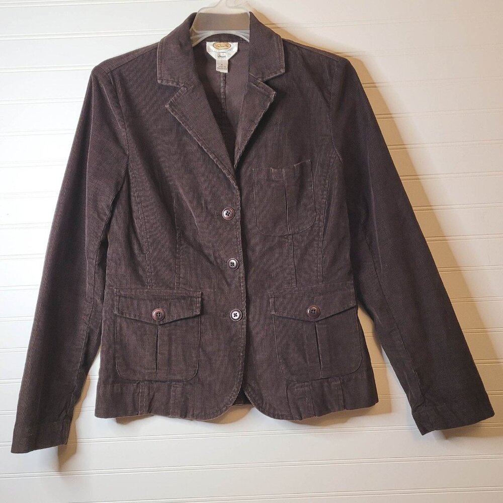Talbots Blazer Womens Size 6 Brown Corduroy Elbow Patches Academia Preppy
